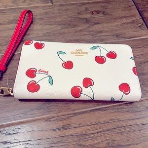 Coach Cherries Wallet with Removable Wristlet Strap